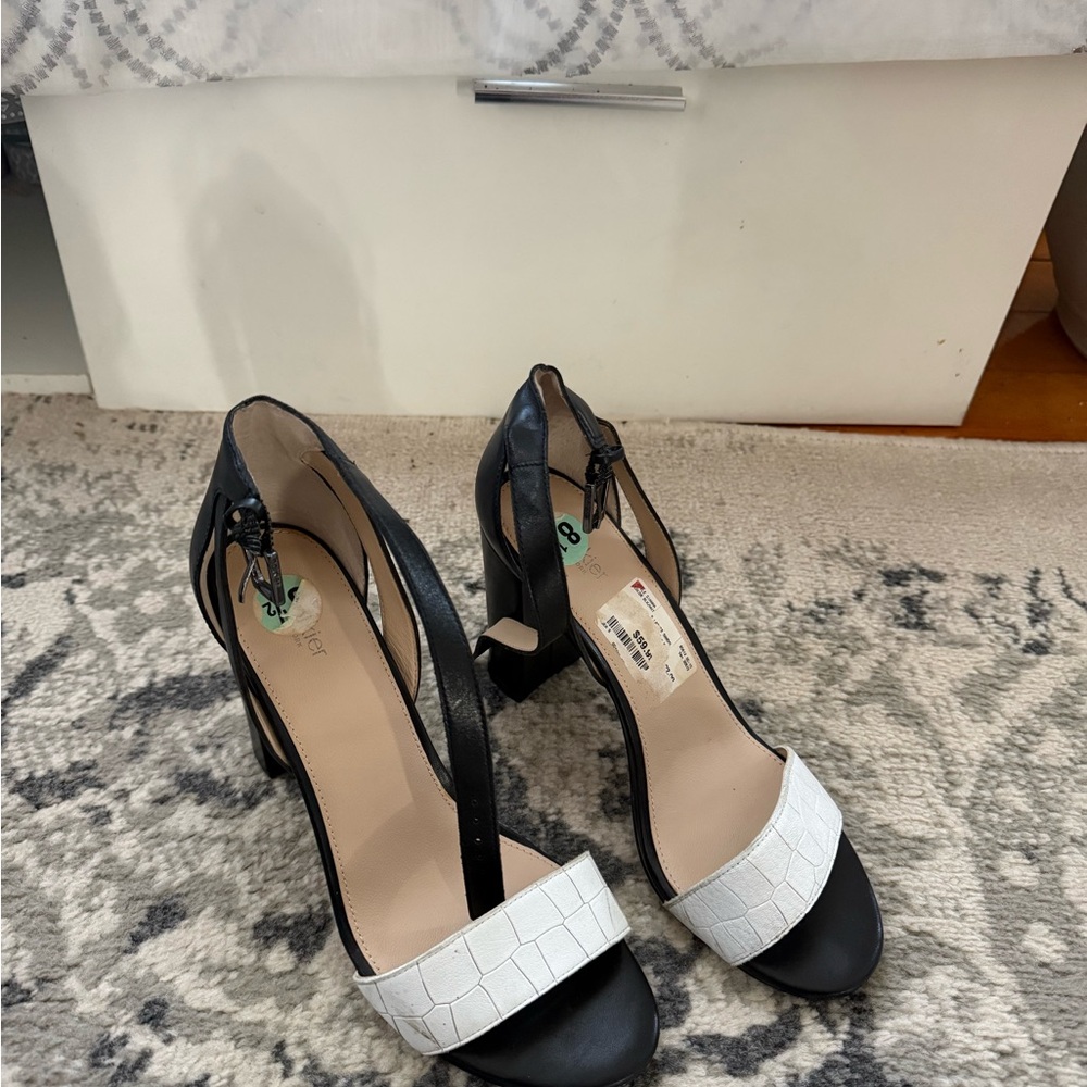 Botkier Black and White Strappy Heels